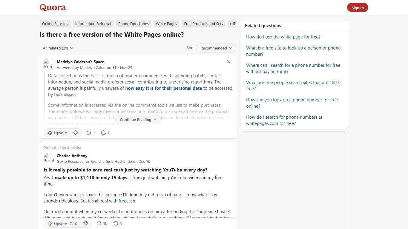 Is there a free version of the White Pages online? - Quora
